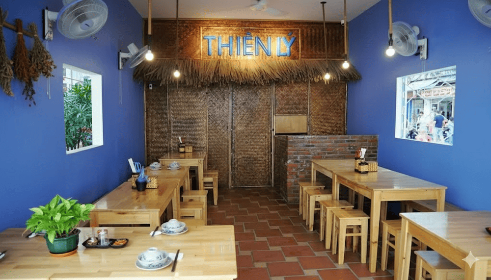 Thien Ly Danang-style offers traditional Vietnamese dishes with a dedicated halal menu in a charming, rustic ambiance